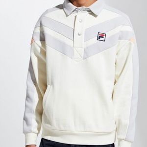 FILA + Urban Outfitters Rodney Heavyweight Rugby Collared Pullover Sweatshirt